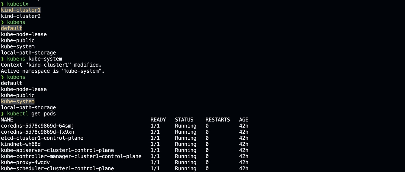 Change namespace with kubens